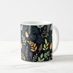 Mug Motif de feuillage vert et jaune élégant