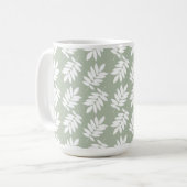 Mug Motif de feuille âgée blanc sur vert (Devant gauche)