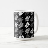 Mug Motif de feuille aînée noir blanc gris (Devant droit)