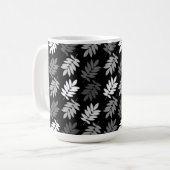 Mug Motif de feuille aînée noir blanc gris (Devant gauche)