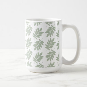 Mug Motif de feuille aînée vert+blanc