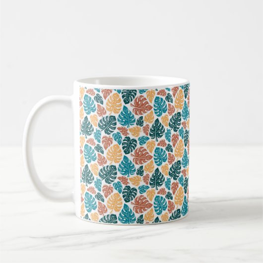 Mug Motif de feuille de Monstera Tropical - Nature col (Gauche)