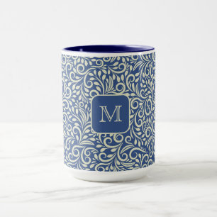 Mug Motif de feuille florale Monogramme personnalisé
