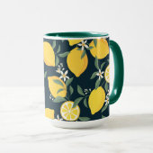 Mug Motif de feuille jaune citron (Devant droit)