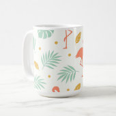 Mug Motif de feuille tropicale flamant corail (Devant gauche)
