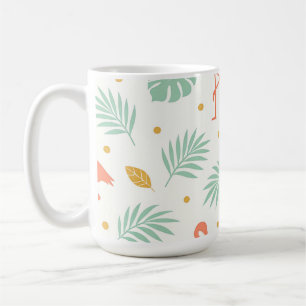 Mug Motif de feuille tropicale flamant corail
