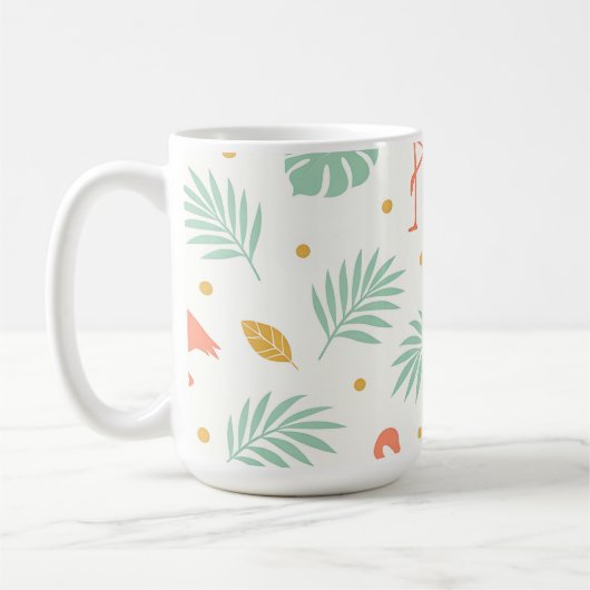 Mug Motif de feuille tropicale flamant corail (Gauche)