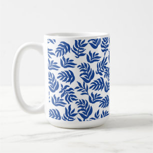 Mug Motif de feuilles botaniques bleues modernes