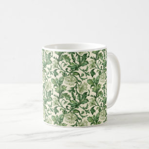 Mug Motif de feuilles d'acanthe vert foncé orné