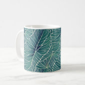 Mug Motif de feuilles tropicales bleu vert sarcelle à (Devant gauche)