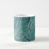 Mug Motif de feuilles tropicales bleu vert sarcelle à (Centre)