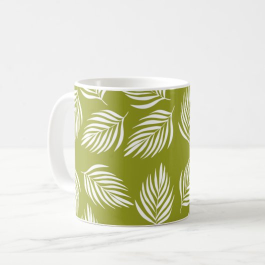Mug Motif de feuilles vert citron décoratives (Devant gauche)