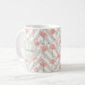 Mug Motif de Flamants roses lunaires avec Monogramme (Devant gauche)