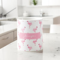 Motif de flamingo rose tropicale sur blanc