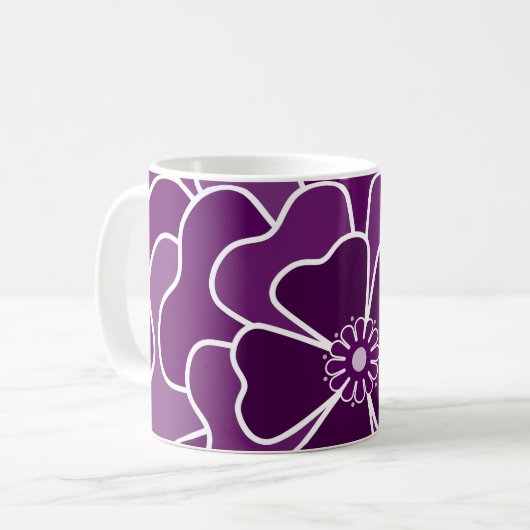 Mug Motif de fleur abstrait violet foncé (Devant gauche)