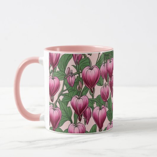 Mug Motif de fleur de coeur à saignement rose (Gauche)