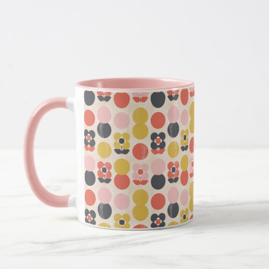 Mug Motif de fleur moderne de la moitié du siècle (Gauche)