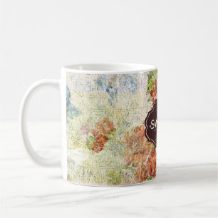 Mug Motif de fleur personnalisé en détresse vintage