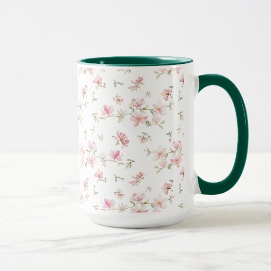 Mug Motif de fleur rose mou d'aquarelle (Droite)