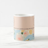 Mug Motif de fleur rose pastel bleu clair Monogramme (Centre)