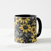 Mug Motif de fleur Suzanne jaune à oeil noir (Devant droit)