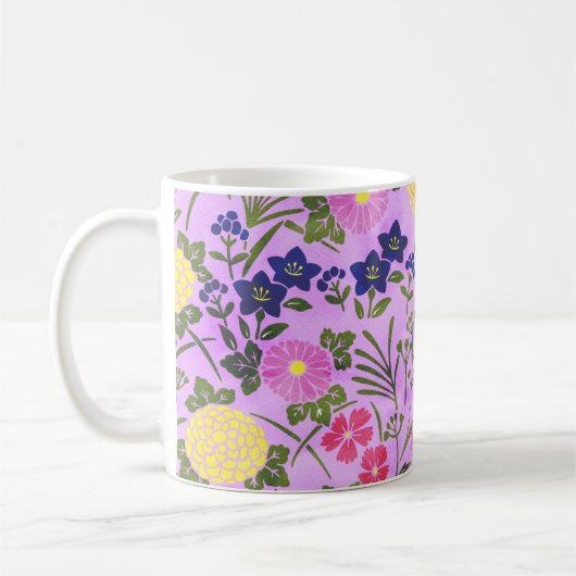Mug Motif de fleur vintage violet joli (Gauche)