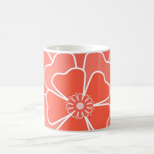 Mug Motif de fleurs abstraites orange (Centre)