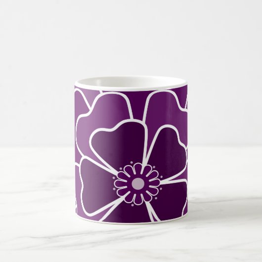 Mug Motif de fleurs abstraites violet foncé (Centre)