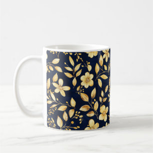 Mug Motif de fleurs aux feuilles dorées
