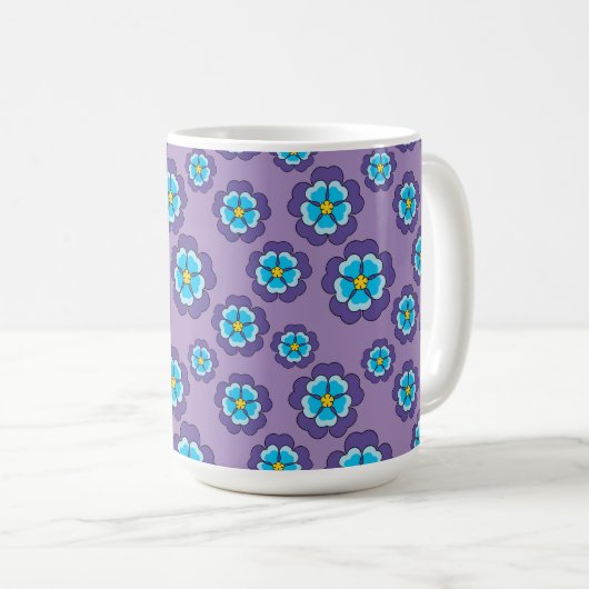 Mug Motif de fleurs bleu violet (Devant droit)