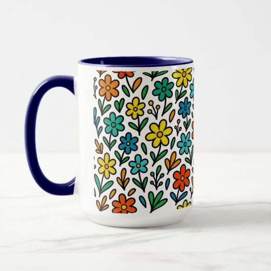 Mug Motif de fleurs colorées (Gauche)