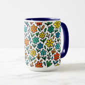 Mug Motif de fleurs colorées (Devant droit)