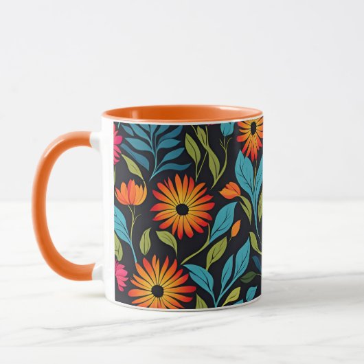 Mug Motif de fleurs colorées (Gauche)