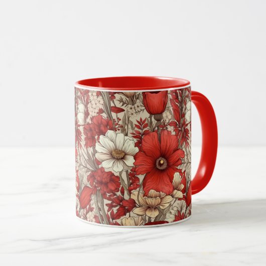 Mug Motif de fleurs colorées (Devant droit)