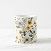 Mug Motif de fleurs colorées Monogramme jaune (Centre)