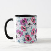 Mug Motif de fleurs de couleur d'élégance sur le bleu (Gauche)