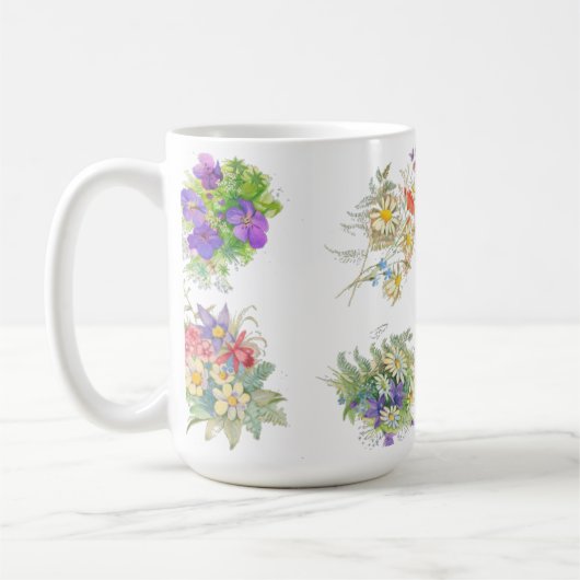 Mug Motif de fleurs de forêt à l'aquarelle (Gauche)
