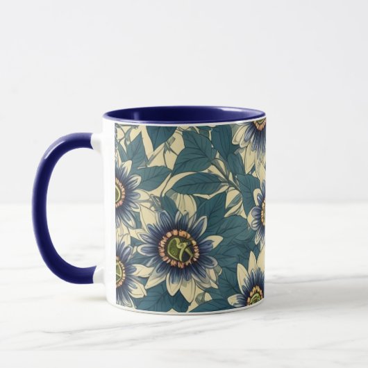 Mug Motif de fleurs de la passion bleue (Gauche)