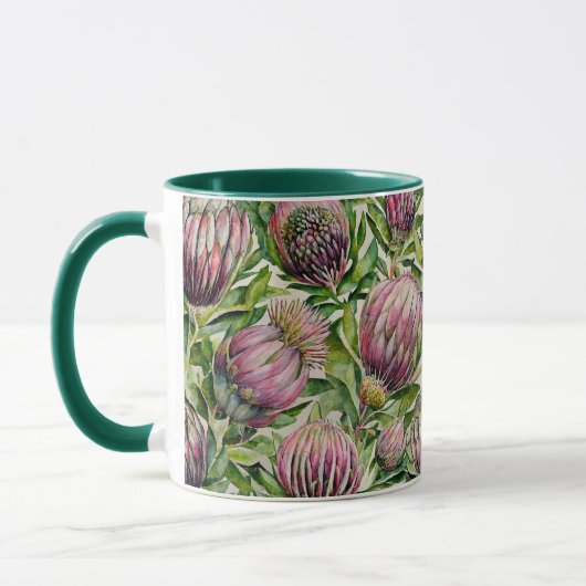 Mug Motif de fleurs de thé rose et vert (Gauche)
