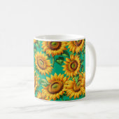 Mug Motif de fleurs de tournesol vert (Devant droit)