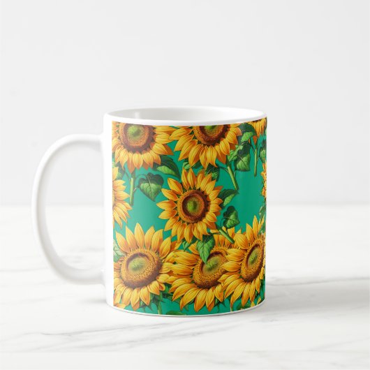 Mug Motif de fleurs de tournesol vert (Gauche)