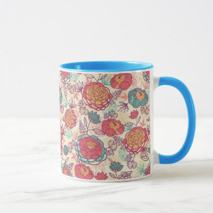 Mug Motif de fleurs et de feuille de pivoine