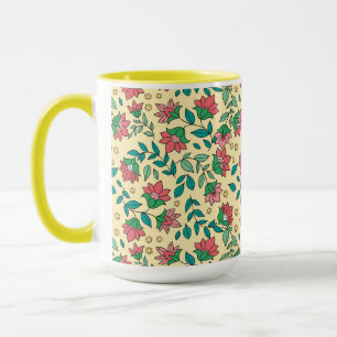 Mug Motif de fleurs et de feuilles pressées dessinées