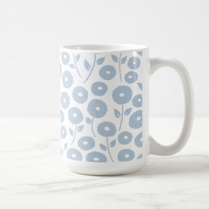 Mug Motif de fleurs floues bleu sur blanc