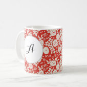 Mug Motif de fleurs Monogramme personnalisé rouge (Devant gauche)