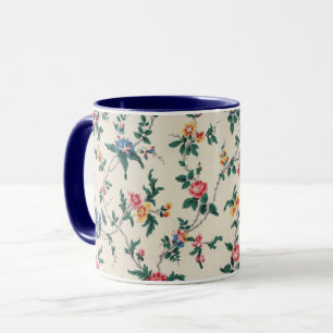 Mug Motif de fleurs multicolores avec garniture marine