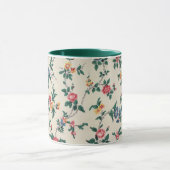 Mug Motif de fleurs multicolores garniture verte, (Centre)