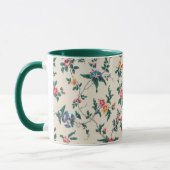 Mug Motif de fleurs multicolores garniture verte, (Gauche)