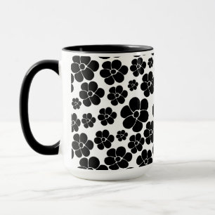 Mug Motif de fleurs - noir et blanc