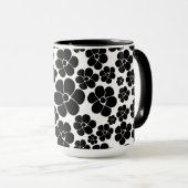 Mug Motif de fleurs - noir et blanc (Devant droit)